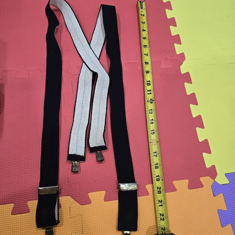 Vintage Police Brace Suspenders Black & White Heavy Duty Work Braces Steampunk